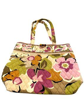 Vera Bradley Mod Floral Pink Quilted Tote Bag Cotton Purse
